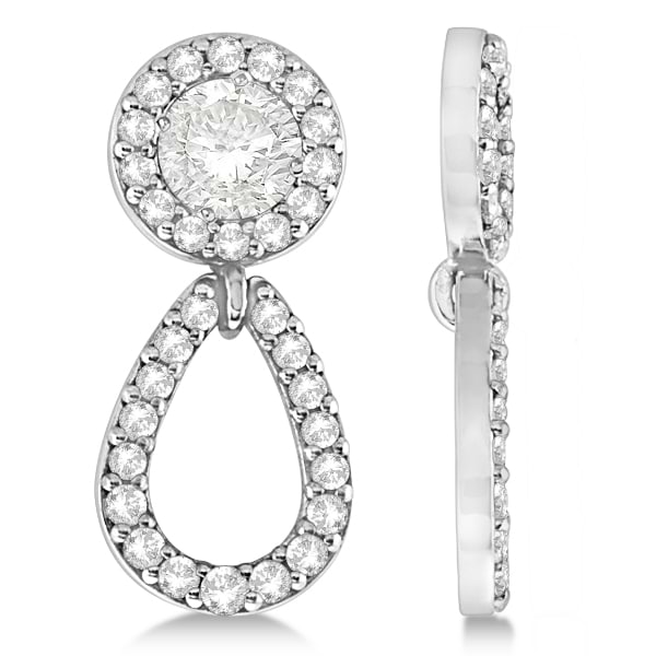 Ladies Teardrop Dangle Diamond Earring Jackets 14k White Gold (0.38ct)