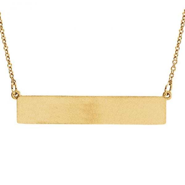 Personalized Engravable Bar Pendant Necklace in Solid 14k Yellow Gold