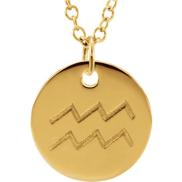 Zodiac Sign Pendant Necklace in Plain Metal 14k Yellow Gold