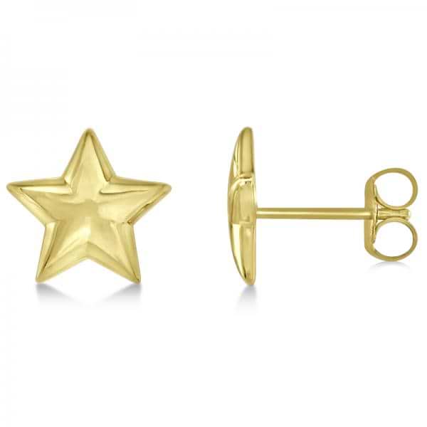 Star Stud Earrings in Plain Metal 14k Yellow Gold