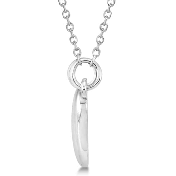 Heart Necklace with 18 inch Chain for Women Crafted of 14k White Gold