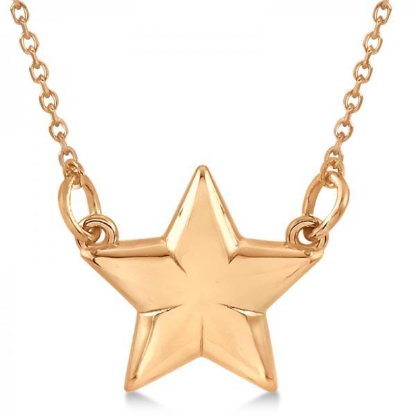 Star Pendant Necklace in Plain Metal 14k Rose Gold