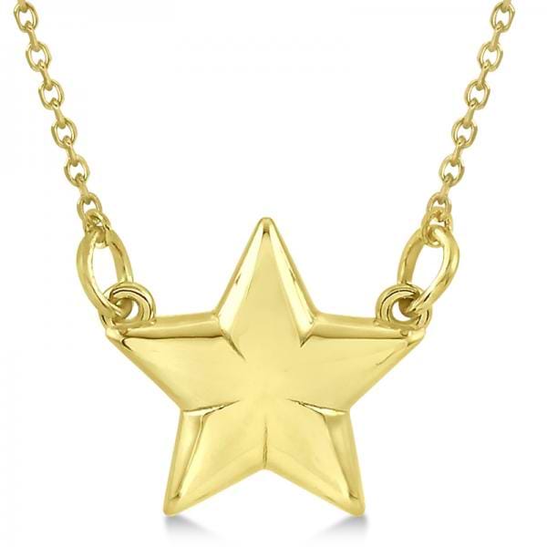 Star Pendant Necklace in Plain Metal 14k Yellow Gold