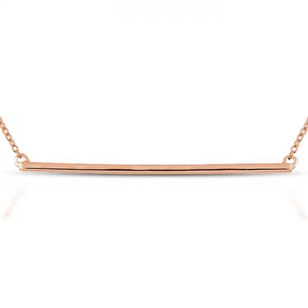 Horizontal Thin Straight Bar Pendant Necklace 14k Rose Gold
