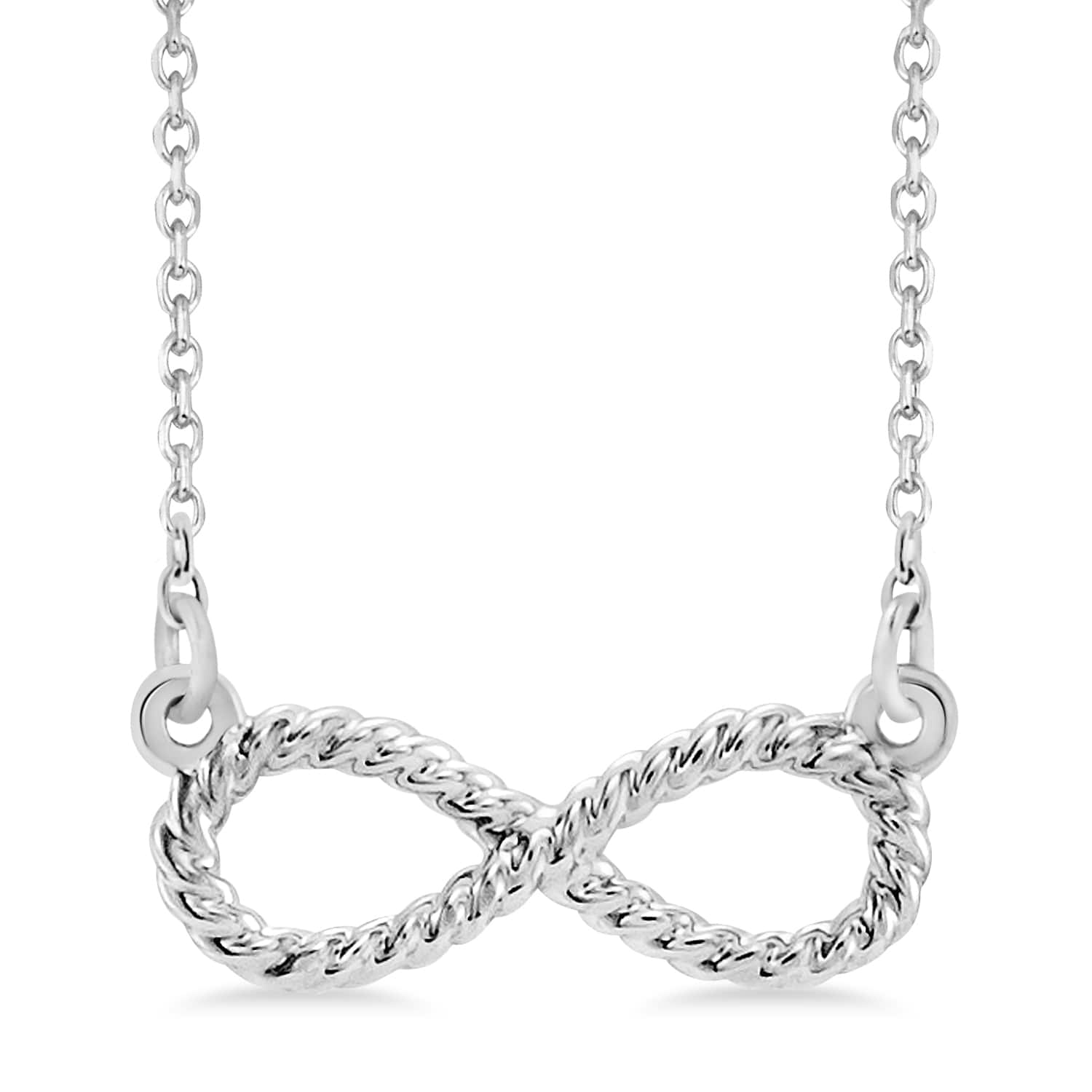Infinity Rope Pendant Necklace 14k White Gold