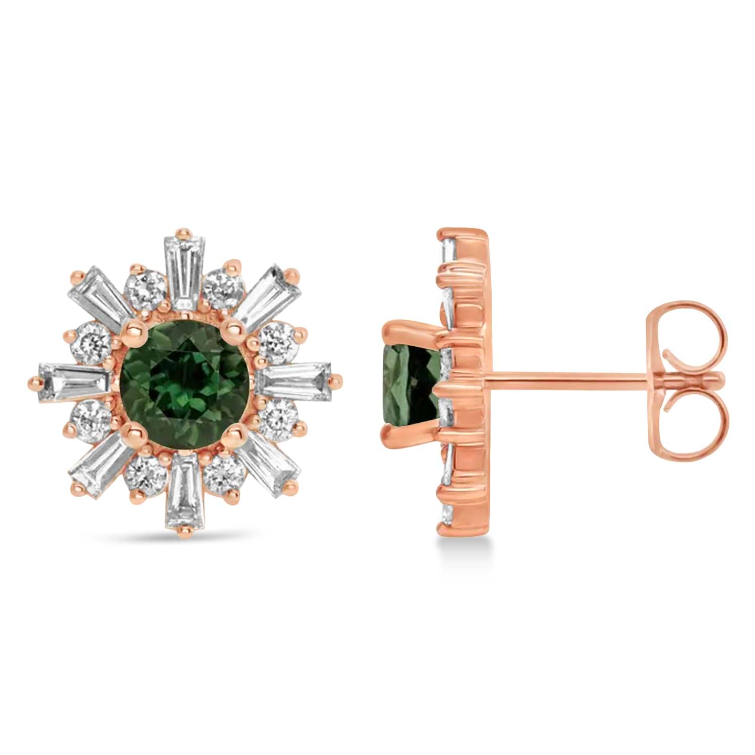 Diamond & Green Tourmaline Earrings 14k Rose Gold (2.02ct)