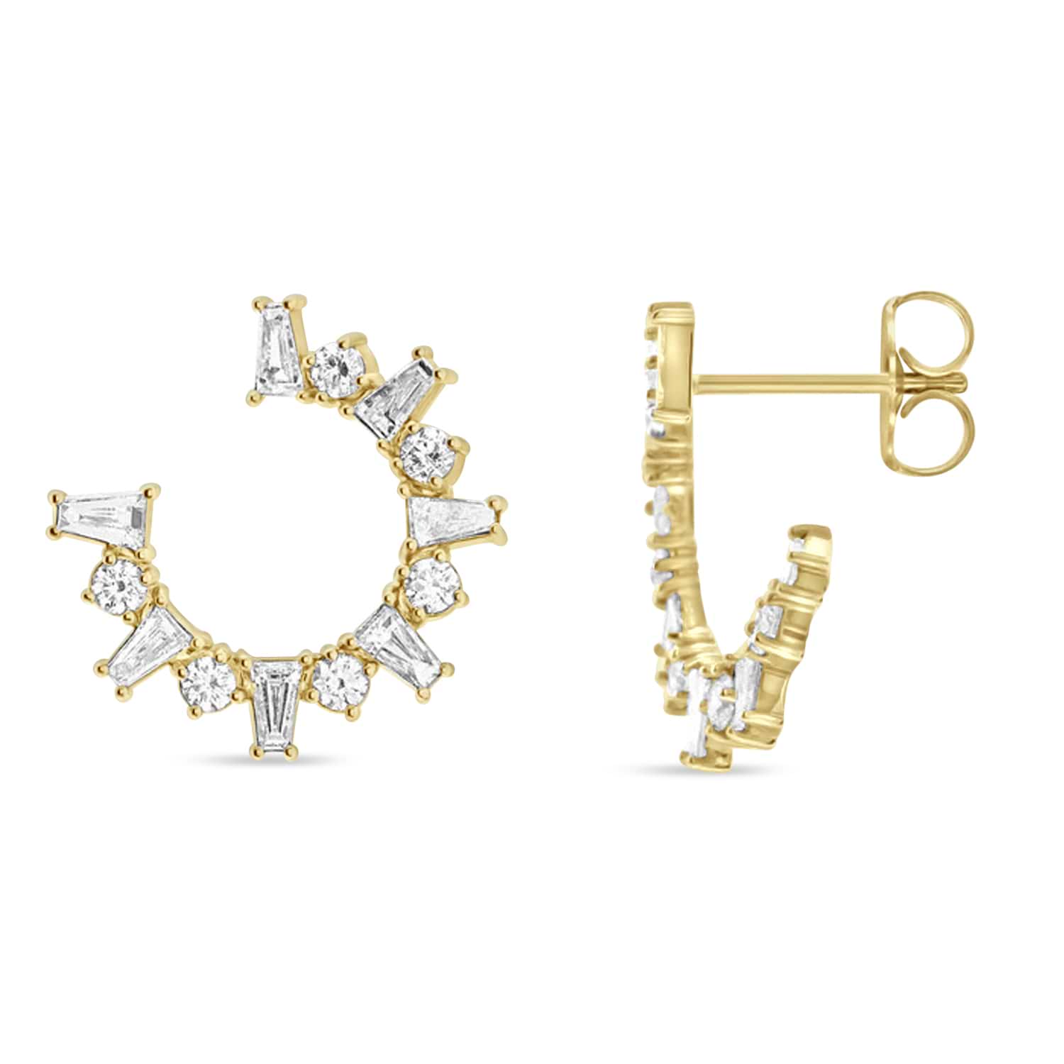 Diamond Front-Facing Hoop Earrings 14k Yellow Gold (1.00ct)