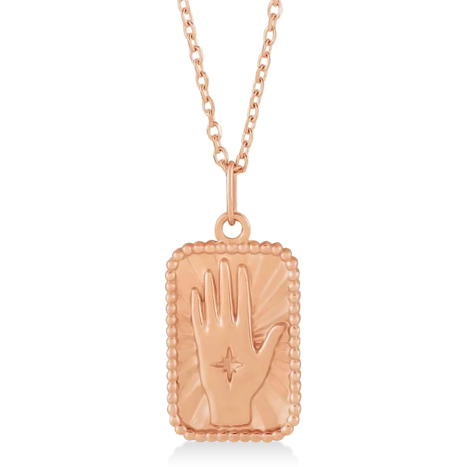 Hamsa Hand Tarot Pendant Necklace 14k Rose Gold