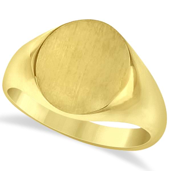 Men's Oval Engraved Monogram Signet Ring 14k Yellow Gold