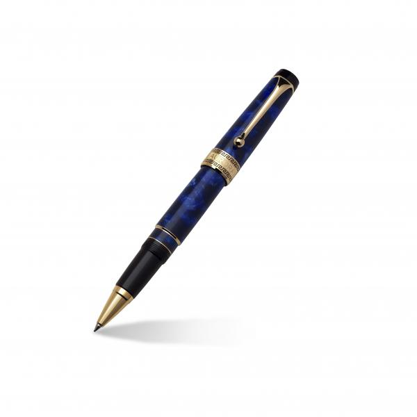 Aurora Optima Blue Rollerball Pen w/ 14k Yellow Gold Plated Accents