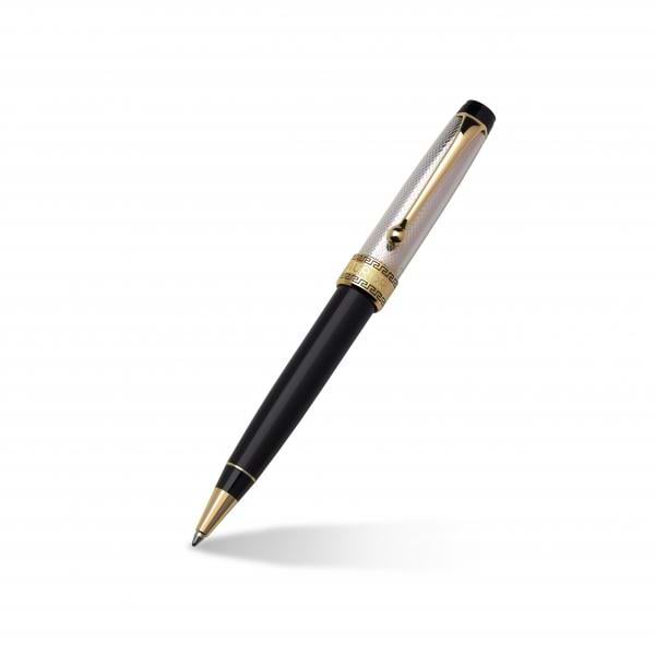 Aurora Optima 14k Yellow Gold Plated Black & Silver Ballpoint Pen