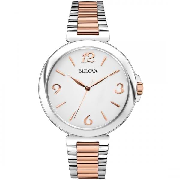 Bulova Women's White Dial Two Tone Stainless Steel Quartz Watch