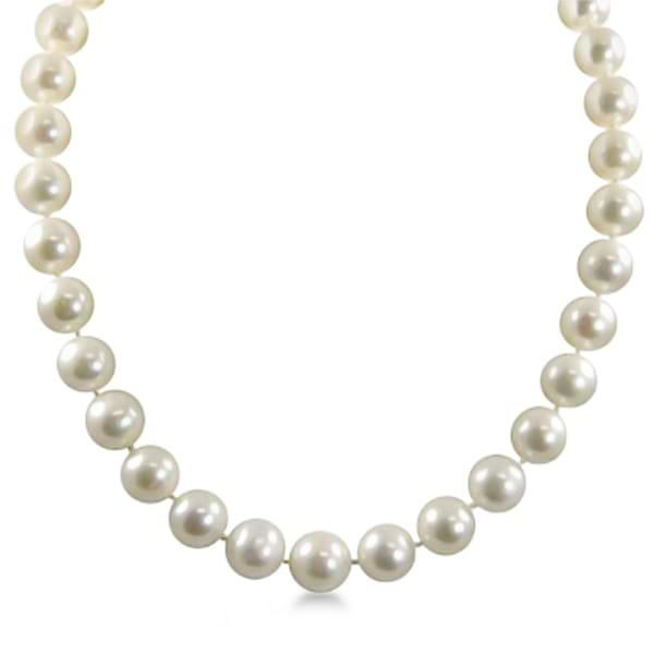 White Freshwater Pearl Strand Necklace 18 inch 12-13mm in 14k Gold