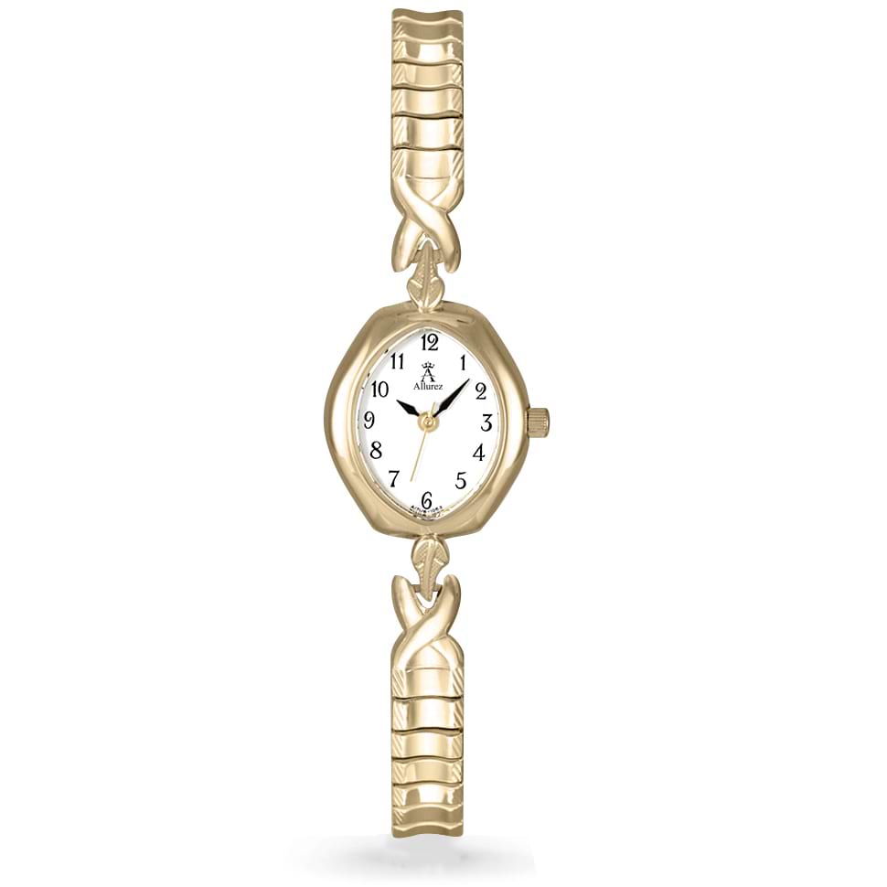 Allurez Women's Expansion Band Gold-tone Stainless Steel Watch