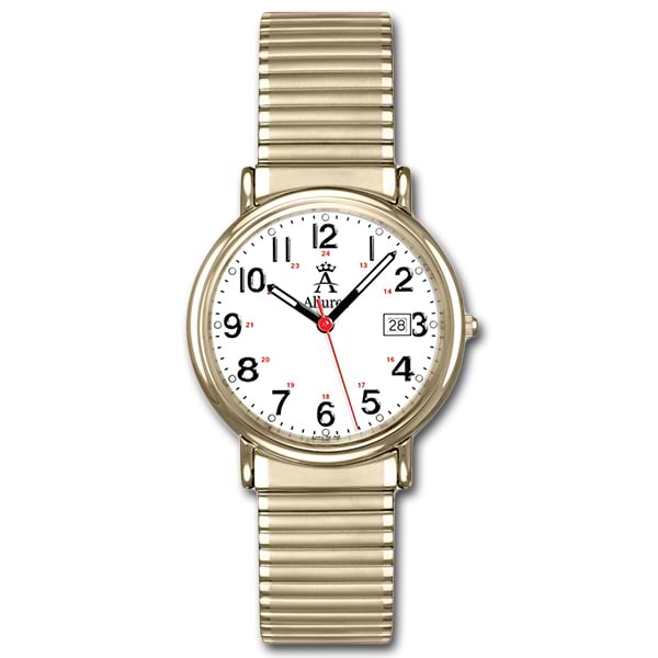 Allurez Men's Classic Round-Case Yellow Tone Stainless Steel Watch