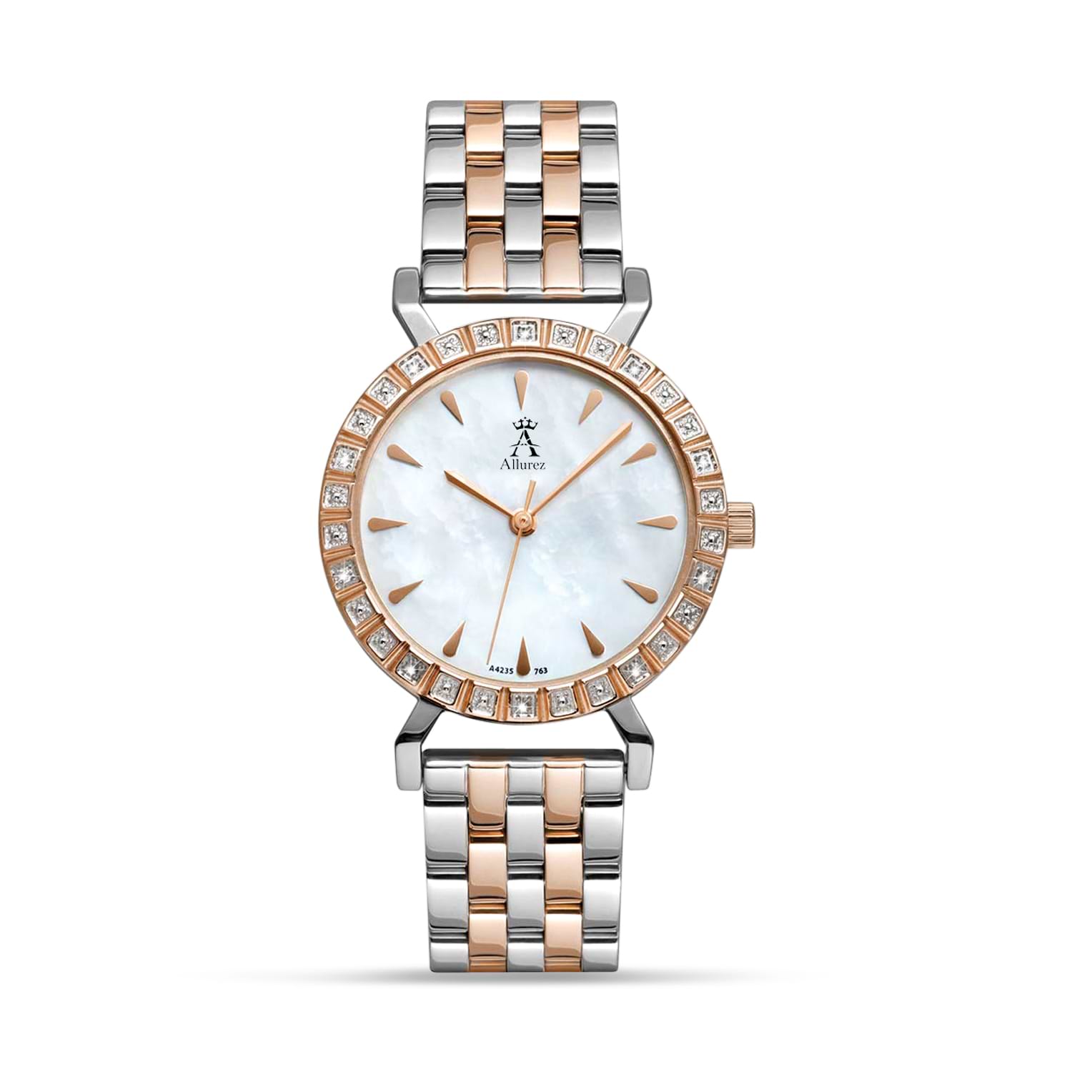 Allurez Women's Diamond Mother of Pearl Stainless Steel Watch