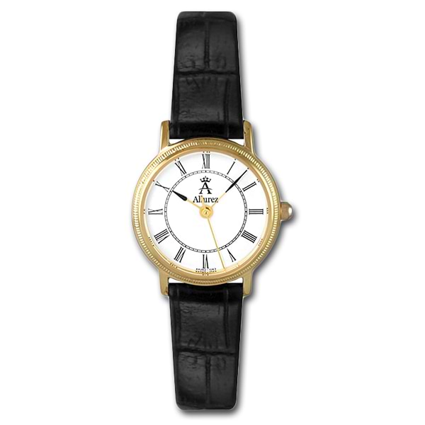 Allurez Women's Gold-Tone Stainless-Steel Swiss Leather Strap Watch