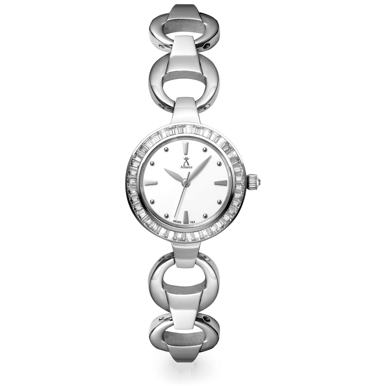 Allurez Women's Stainless Steel Bracelet Watch White Dial