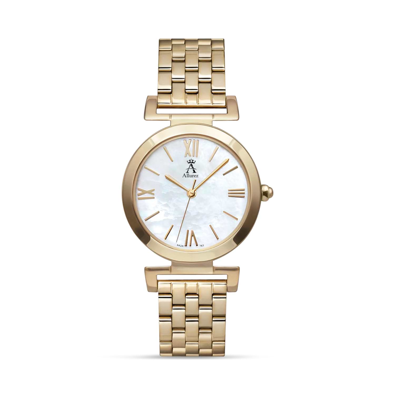 Allurez Women's Gold Mother of Pearl Stainless Steel Watch