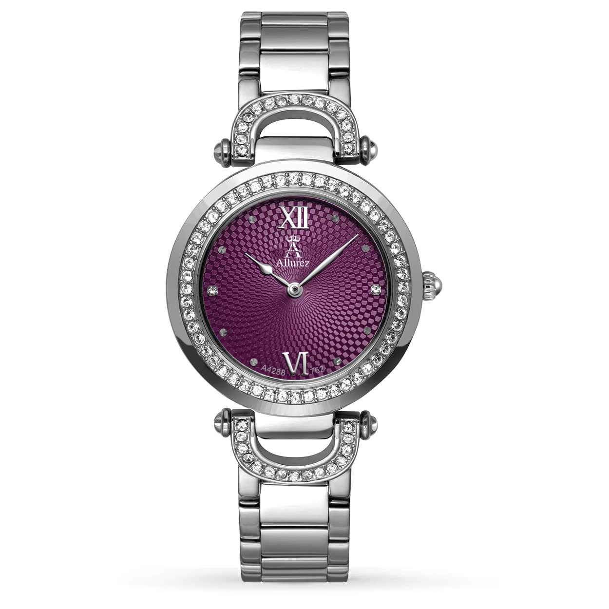 Allurez Women's Purple Dial Swarovski Crystal Stainless Steel Watch