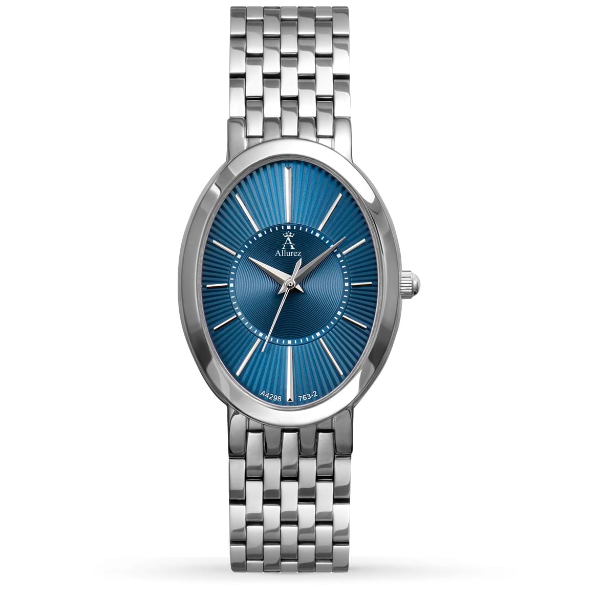 Allurez Women's Blue Oval Dial Stainless Steel Bracelet Watch