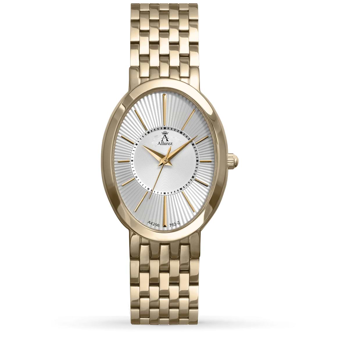 Allurez Women's Oval Dial Gold-tone Stainless Steel Bracelet Watch