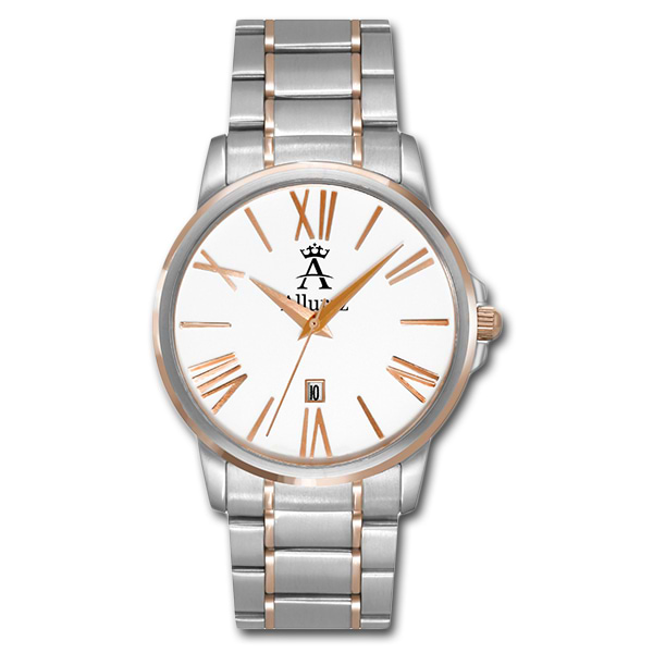 Allurez Men's Two-Tone Classic Rose Gold Wrist Watch Swiss Quartz