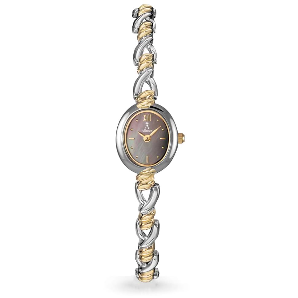 Allurez Women's Mother of Pearl Dial Two-Tone Bracelet Watch