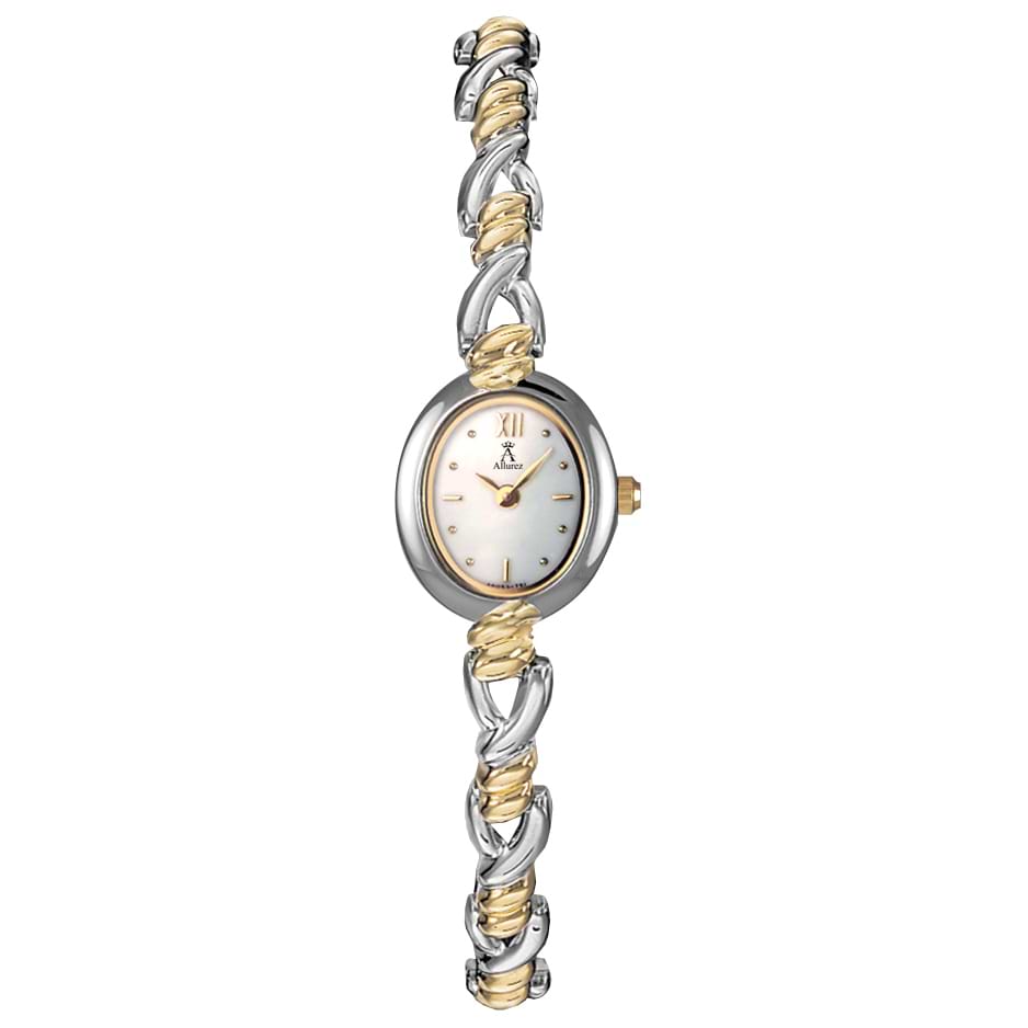 Allurez Women's Mother of Pearl Dial Two-Tone Bracelet Watch