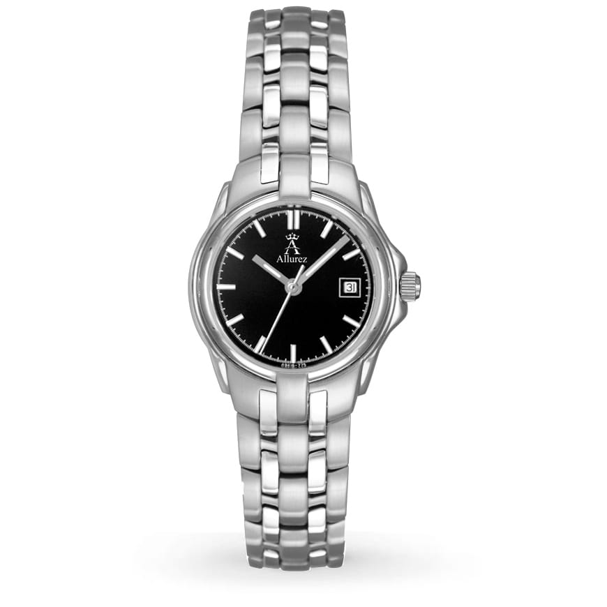 Allurez Women's Black Dial Stainless Steel Luminous Watch