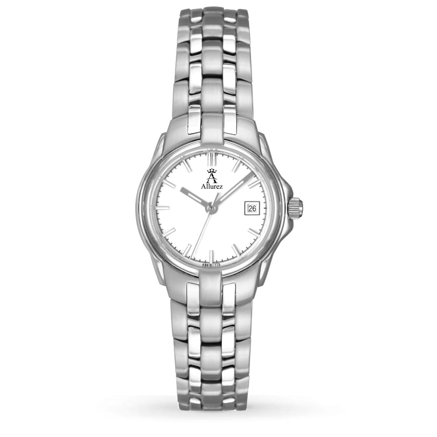 Allurez Women's White Dial Stainless Steel Luminous Watch