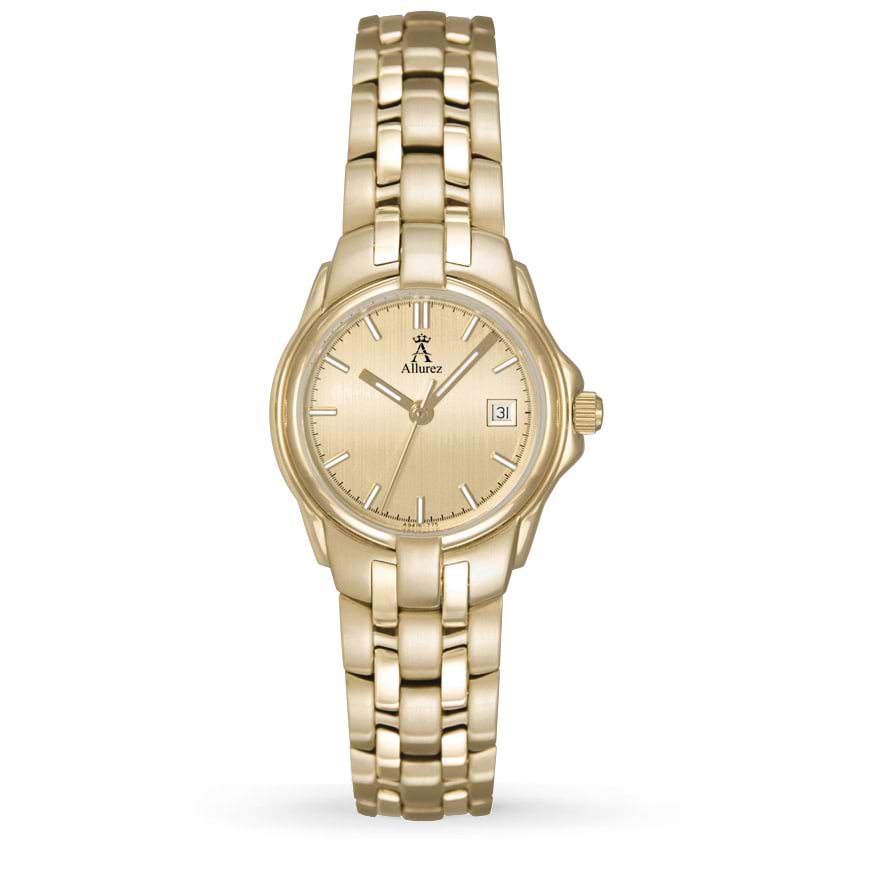 Allurez Women's Gold Dial Stainless Steel Luminous Watch