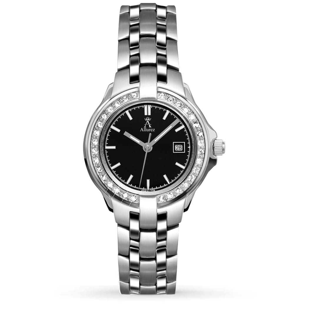Allurez Women's Swarovski Crystal Accented Stainless Steel Watch