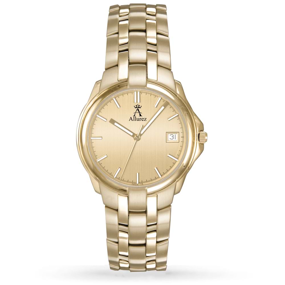 Allurez Men's Champagne Dial Luminous Gold-tone Stainless Steel Watch