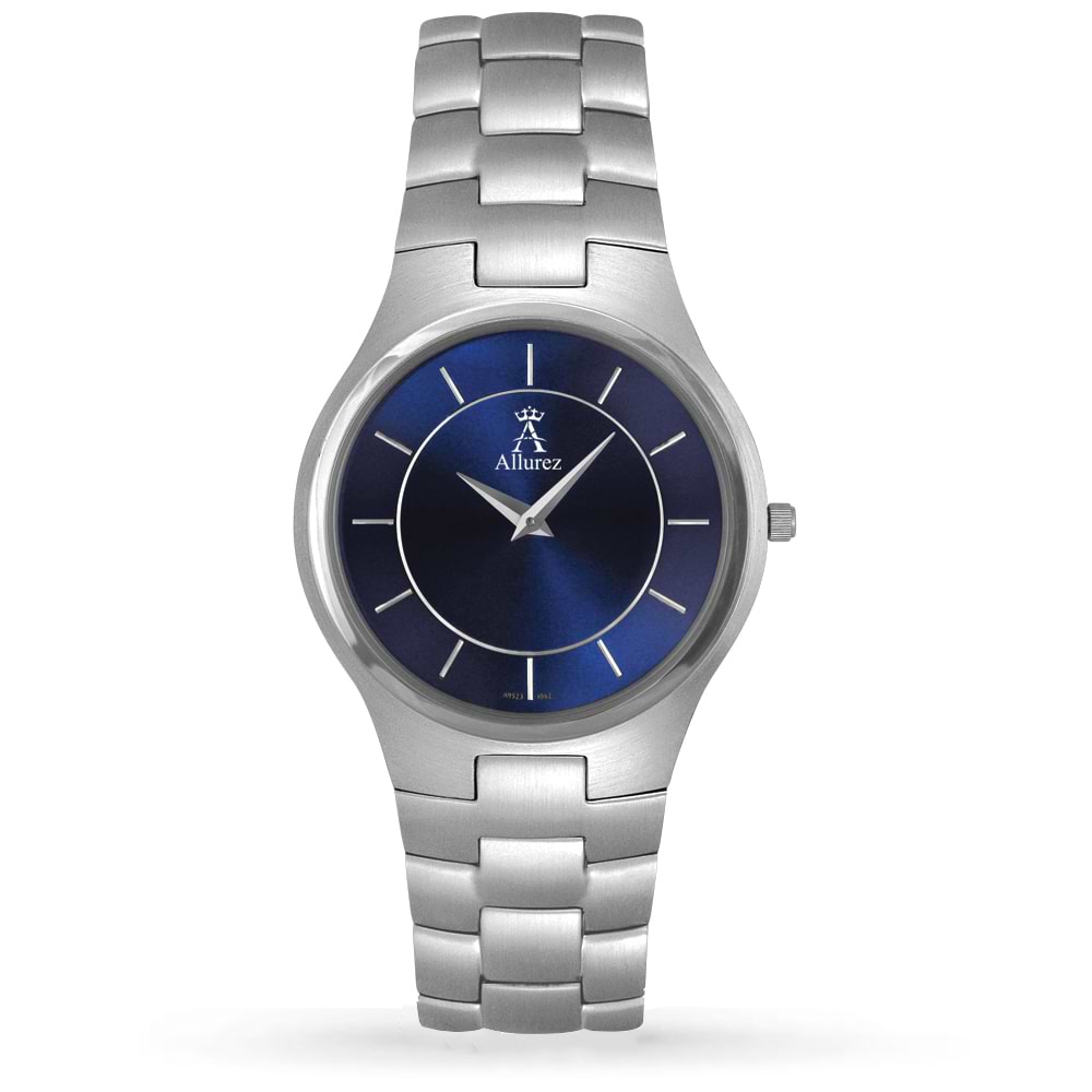 Allurez Men's Blue Dial Stainless Steel Analog Watch