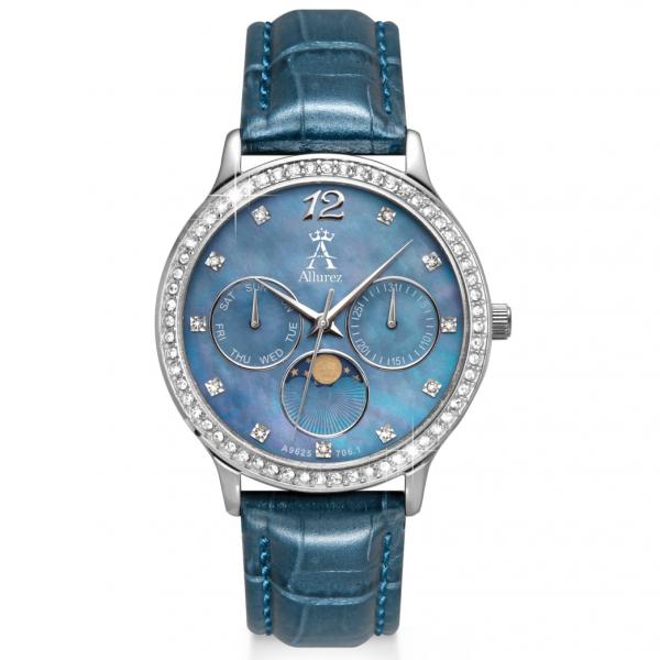 Allurez Women's Chronograph Blue Mother of Pearl Dial Watch
