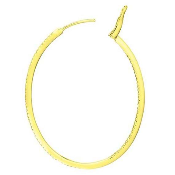 Inside-Outside Pave Oval Diamond Hoop Earrings 14k Yellow Gold (0.50ct)