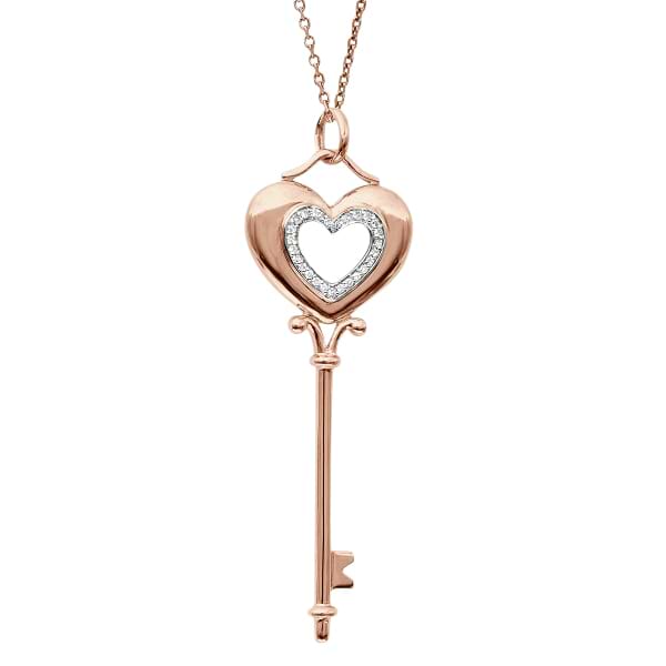 Diamond Puffed Heart Pendant Necklace in 14k Rose Gold (0.15ct)