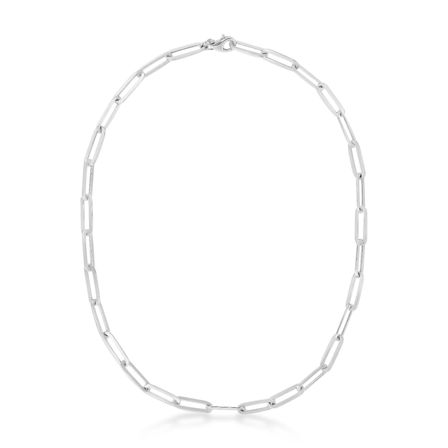 Flat Paperclip Link Chain With Lobster Clasp Sterling Silver