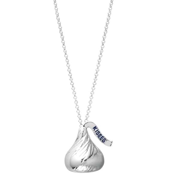 Hershey's Kiss Large 3D Pendant Necklace Sterling Silver