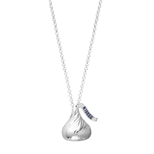 Hershey's Kiss Medium 3D Pendant Necklace Sterling Silver