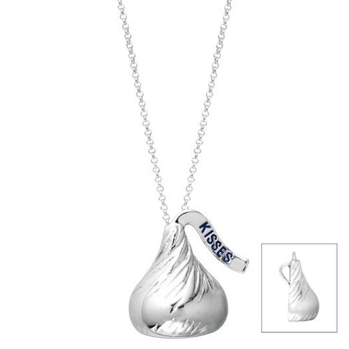 Hershey's Kisses Large Flat Back Pendant Necklace 14k White Gold