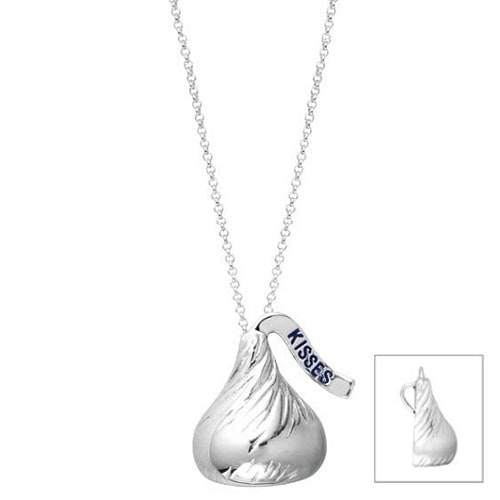 Hershey's Kisses Medium Flat Back Pendant Necklace 14k White Gold
