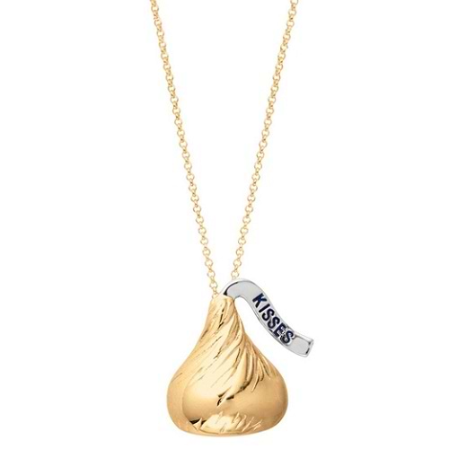 Hershey's Kisses Medium Flat Back Pendant Necklace 14k Yellow Gold