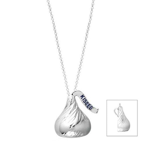 Hershey's Kisses Small Flat Back Pendant Necklace 14k White Gold
