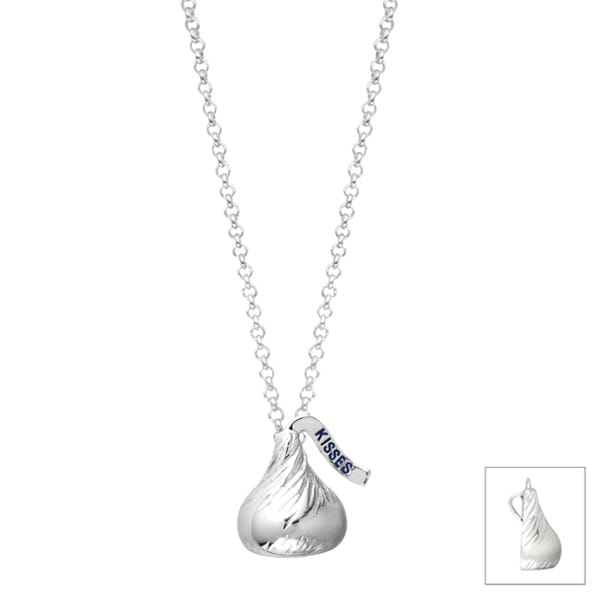 Hershey's Kiss Small Flat Back Pendant Necklace Sterling Silver