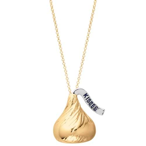 Hershey's Kiss Extra Large Flat Back Pendant Necklace 14k Yellow Gold