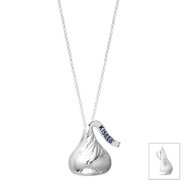 Hershey's Kiss X-Large Flat Back Pendant Necklace Sterling Silver