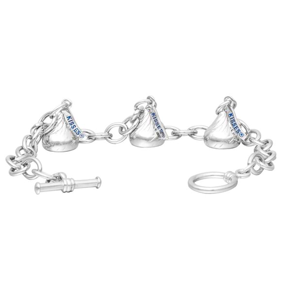 Hershey's Kiss Small Toggle Bracelet 3 Charms Sterling Silver