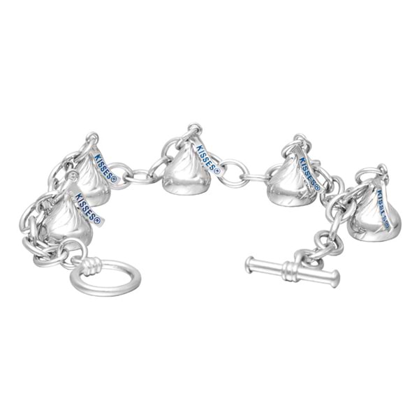 Hershey's Kiss Small Toggle Bracelet 5 Charms Sterling Silver